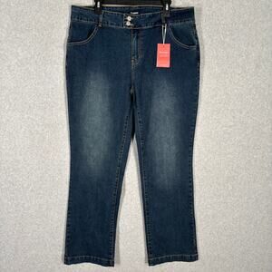 Flamingo Jeans Womens 3XL XXXL Straight High Rise Stretch Classic Dark Wash Bare